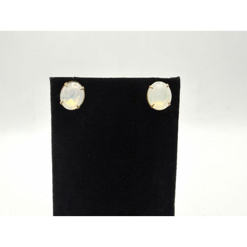 Vintage Moonstone Gold Tone Earrings Stud Fashion Jewelry